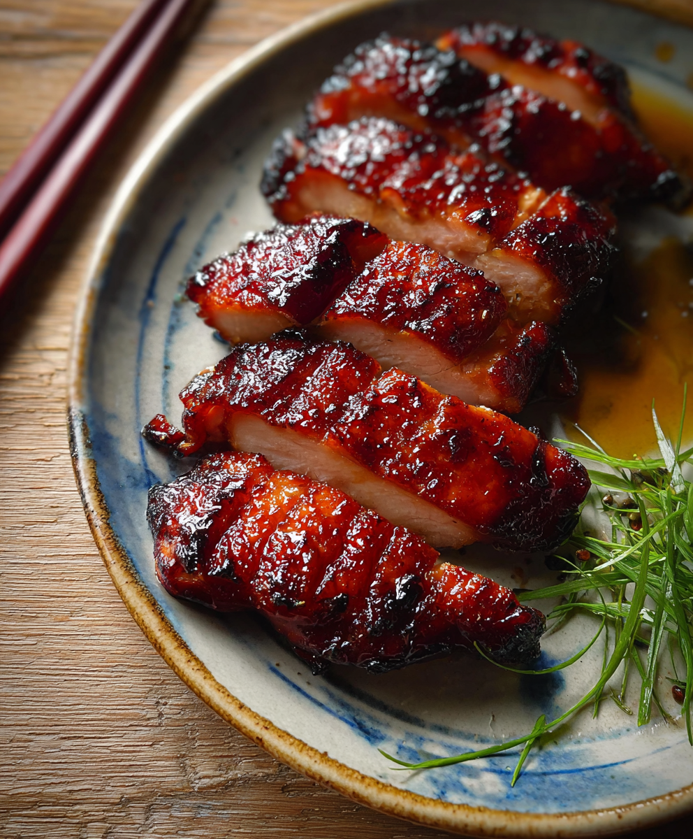Char Siu Chicken close-up showing glaze