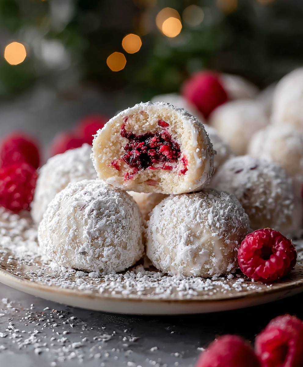 Raspberry Almond Snowball Cookies Delightful