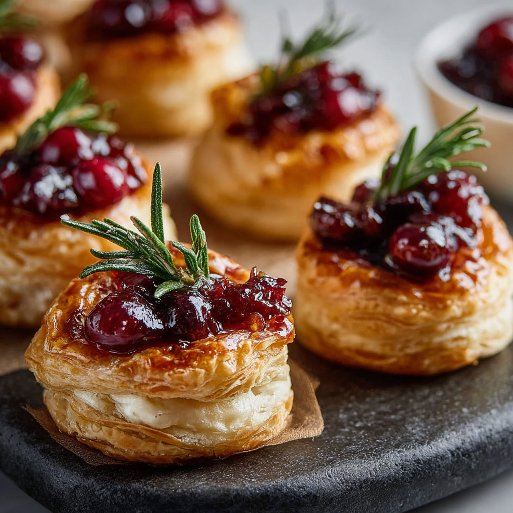 Mini cranberry brie bites with thyme