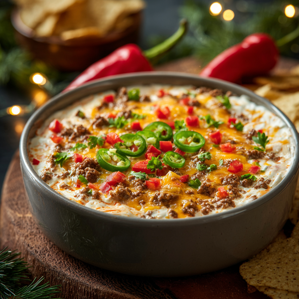 Tex-Mex style dip with garnish