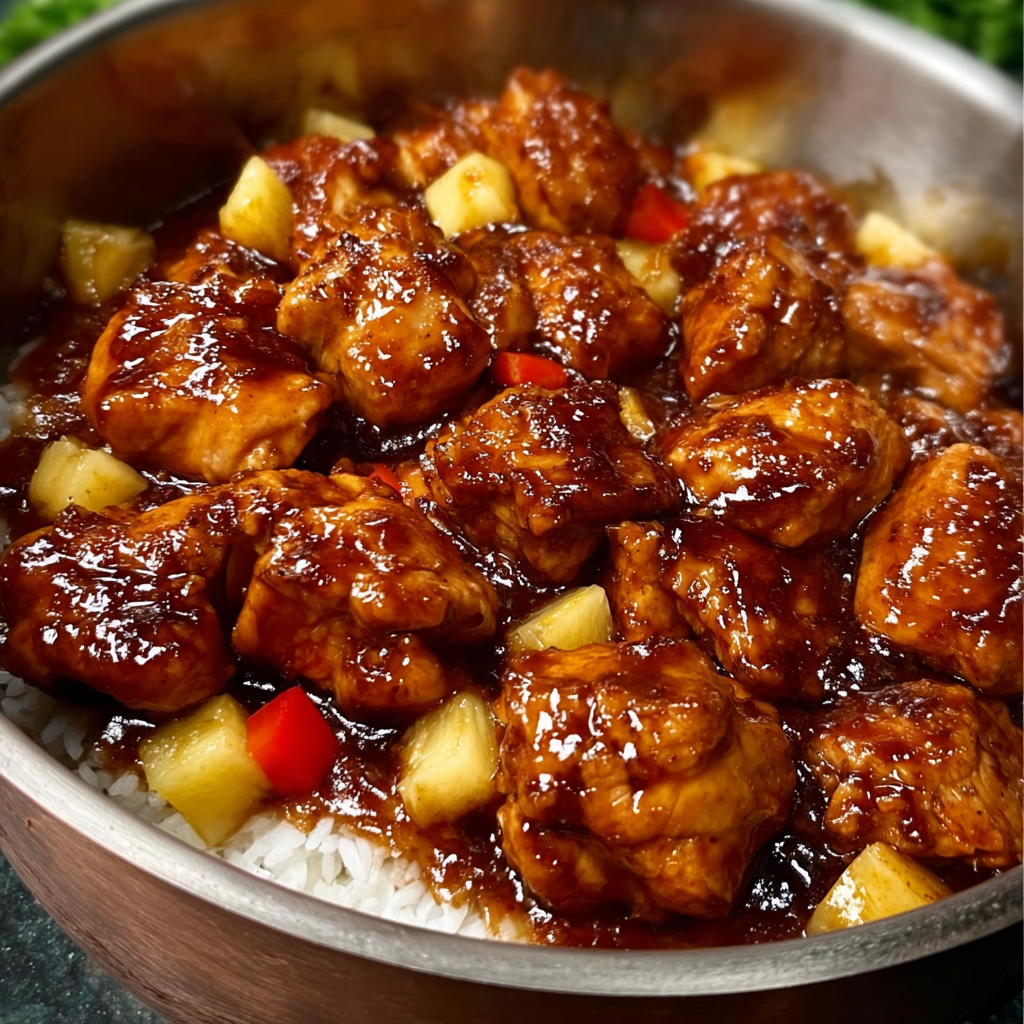 Slow cooker with Hawaiian chicken