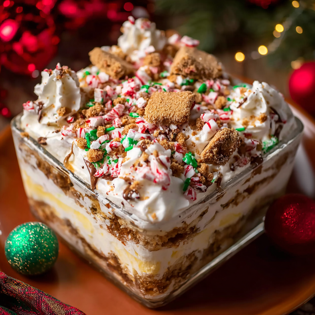 Close-up of layered cookie and cream