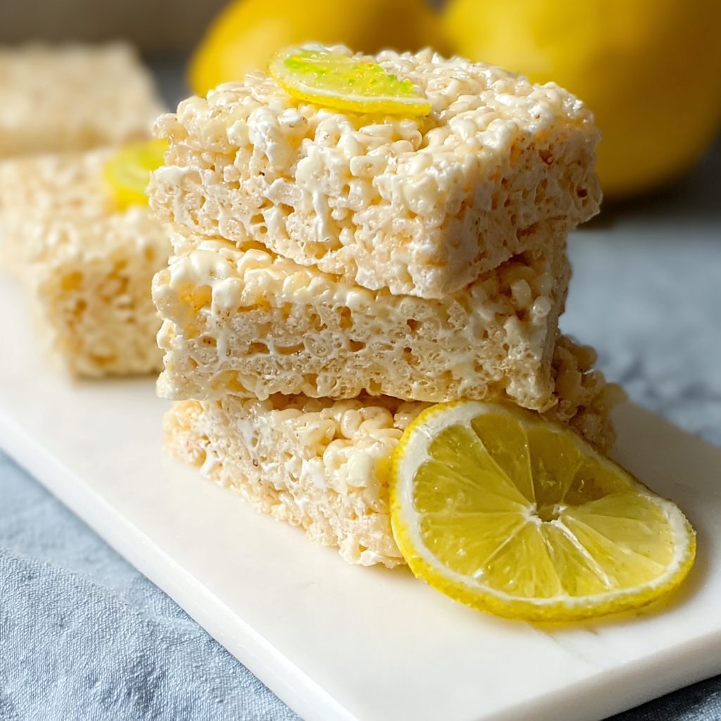 Close-up of lemon zest and white chocolate on Rice Krispy treats