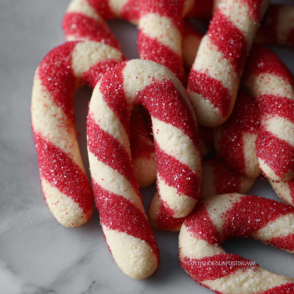 Hands placing crushed candy cane on cookies