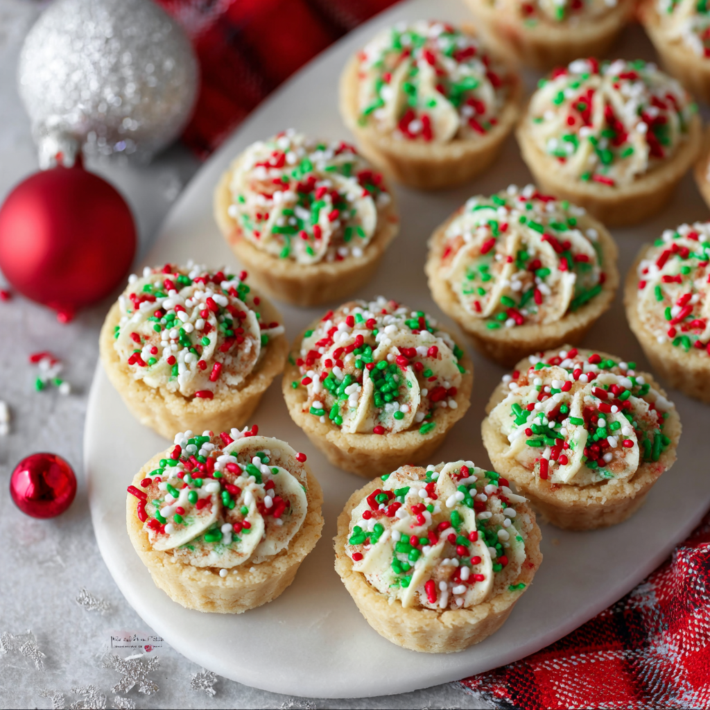 Christmas Sprinkle Cookie Cups on a cooling rack