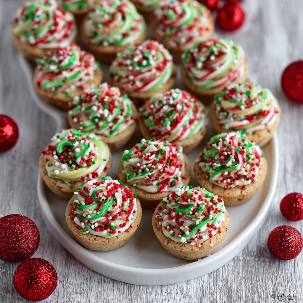 Close-up of frosted sprinkle cookie cup