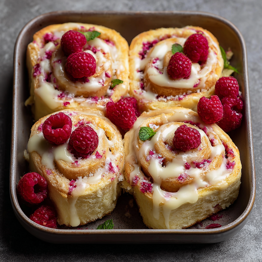 White Chocolate Raspberry Rolls - fresh out of the oven