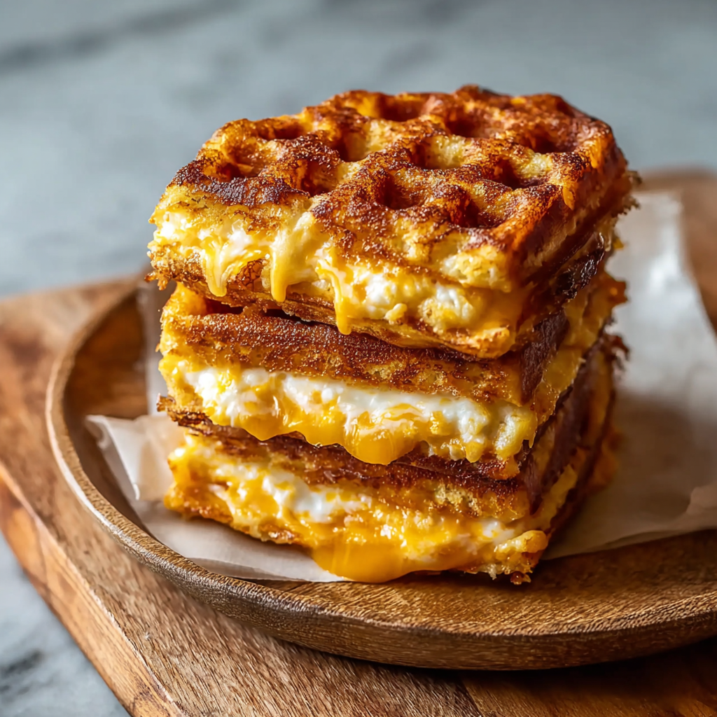 Prepared chaffle ingredients on a counter