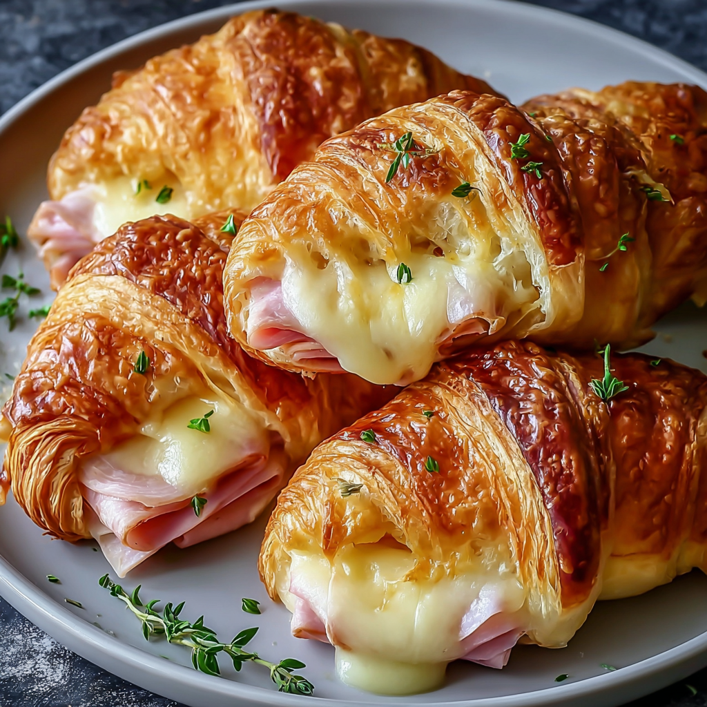 Filled croissants in air fryer basket