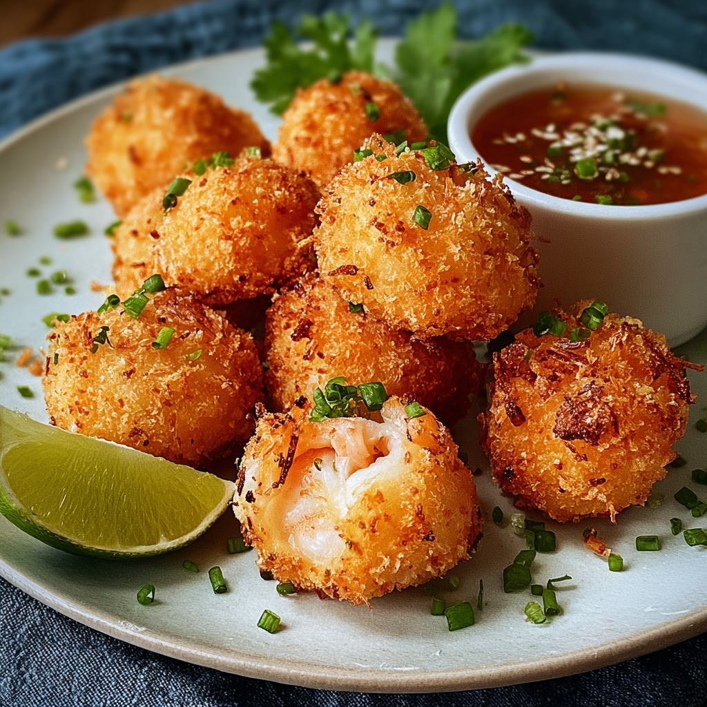 Crispy Shrimp Balls with Ginger and Scallion