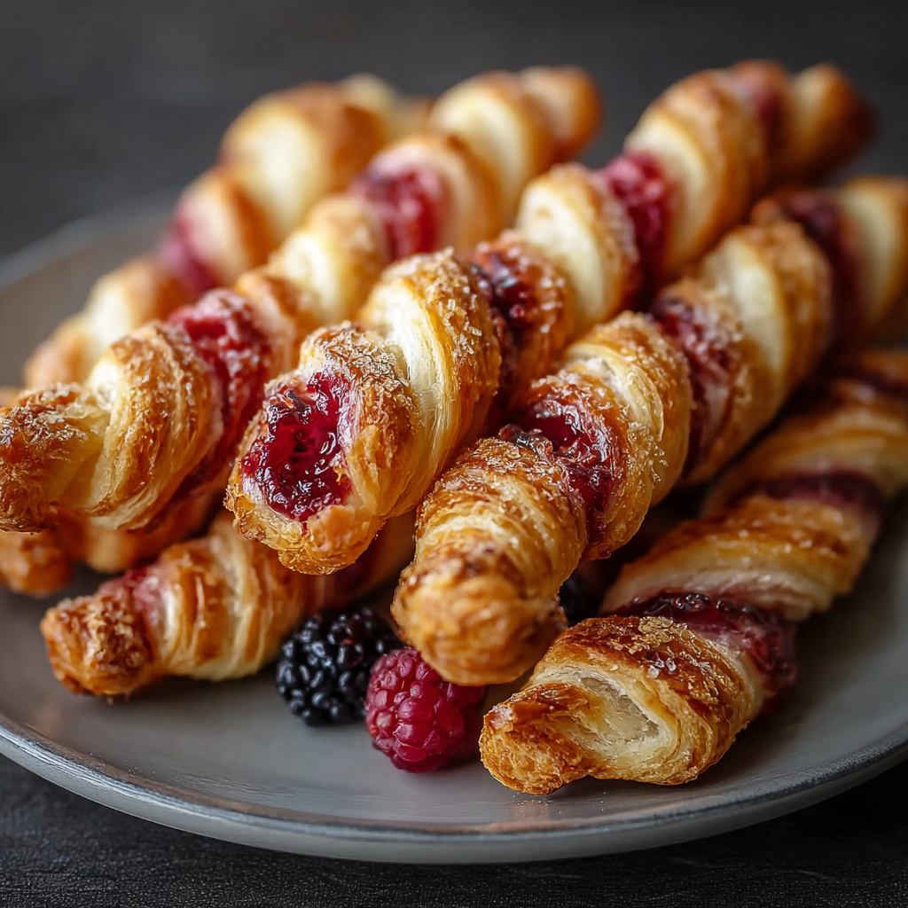 Close up of a single berry twist showing jam