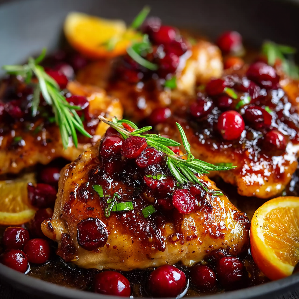 Cranberry orange chicken plated