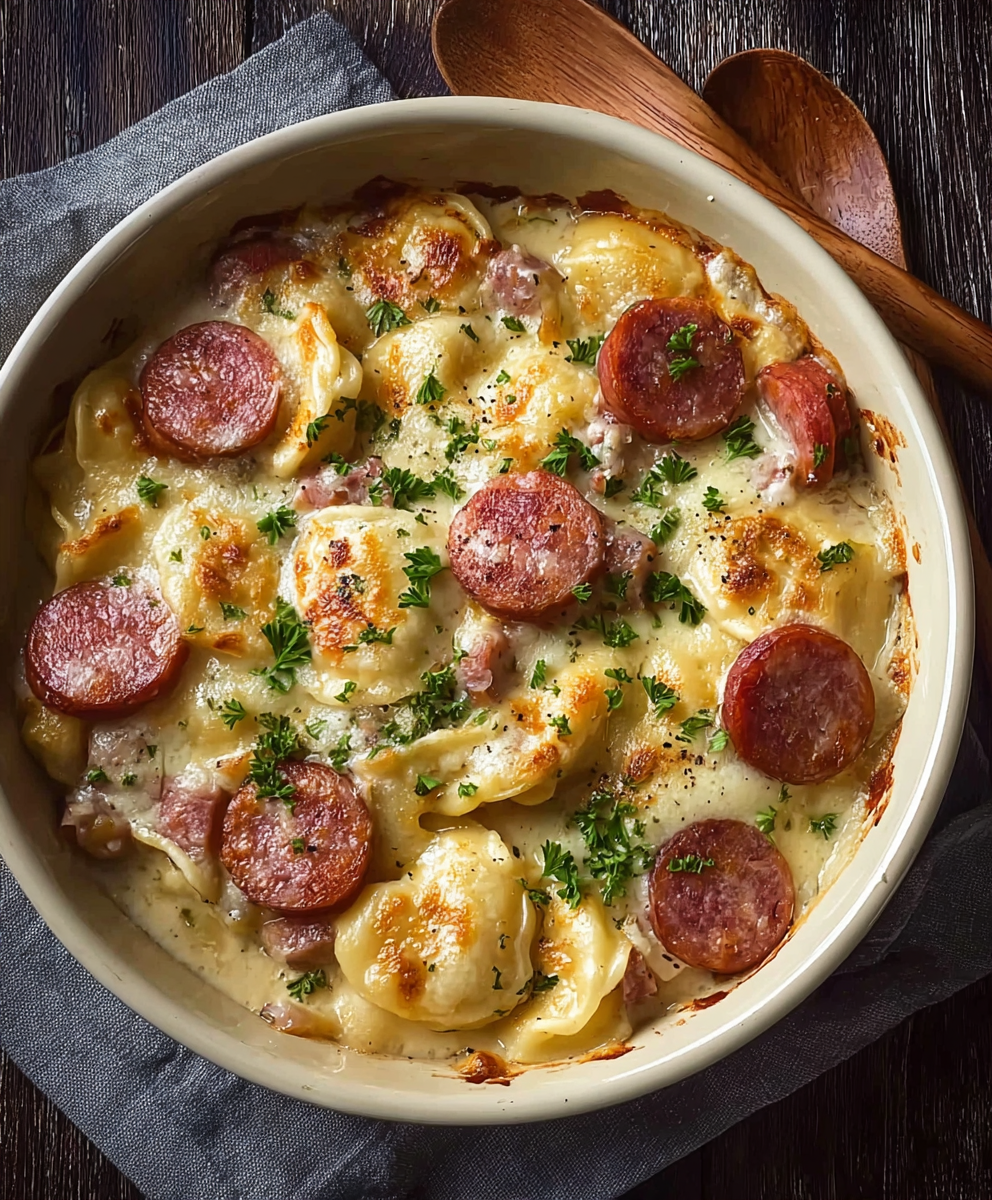 Classic Crockpot Pierogi Casserole with Kielbasa