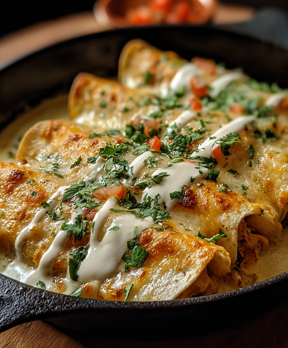 Chicken Enchiladas with Sour Cream White Sauce