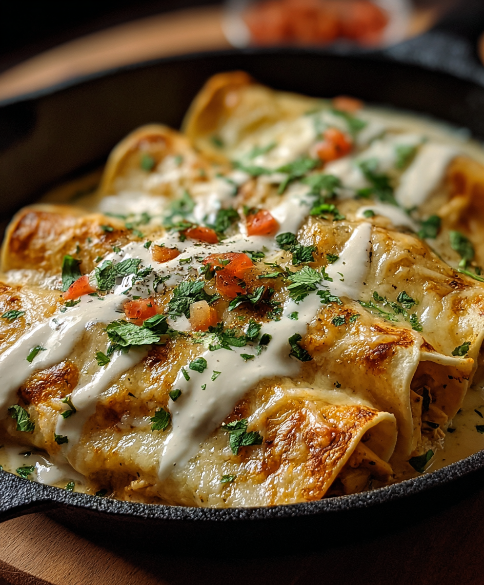 Close up of enchilada being served