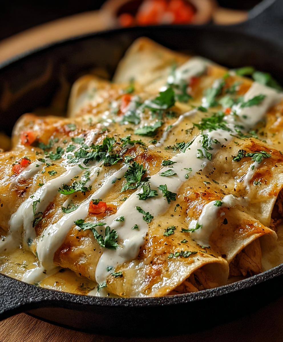 Stack of stuffed enchiladas ready to bake
