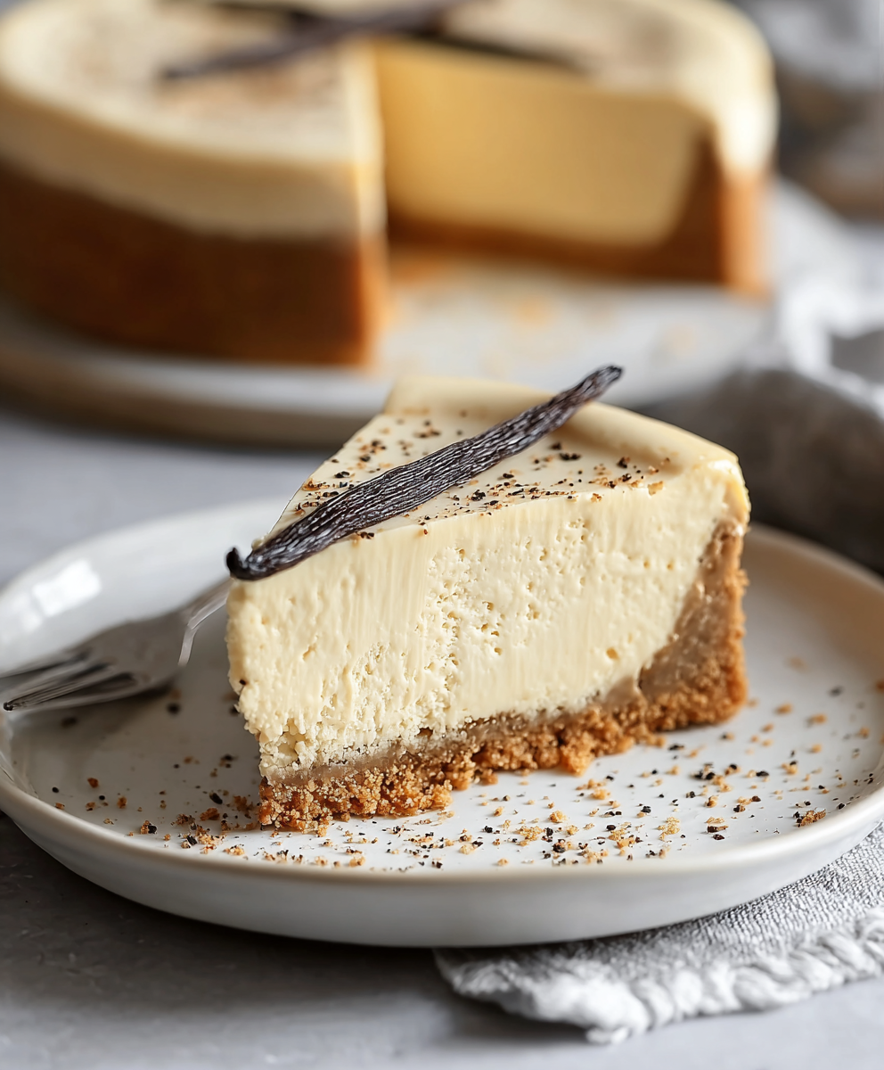 Baked cheesecake cooling on rack