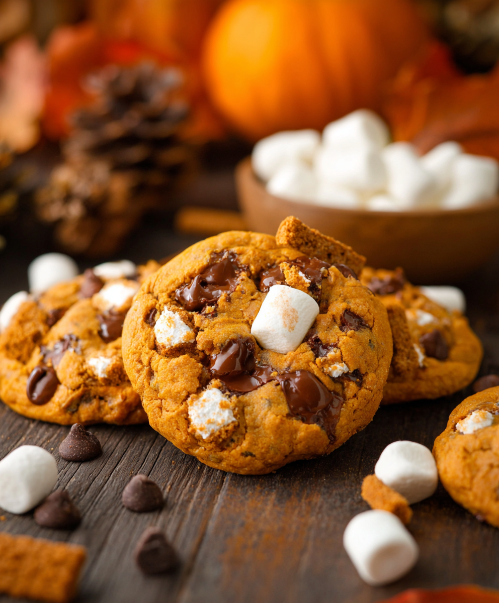 Close-up of cookie interior showing marshmallow and chocolate
