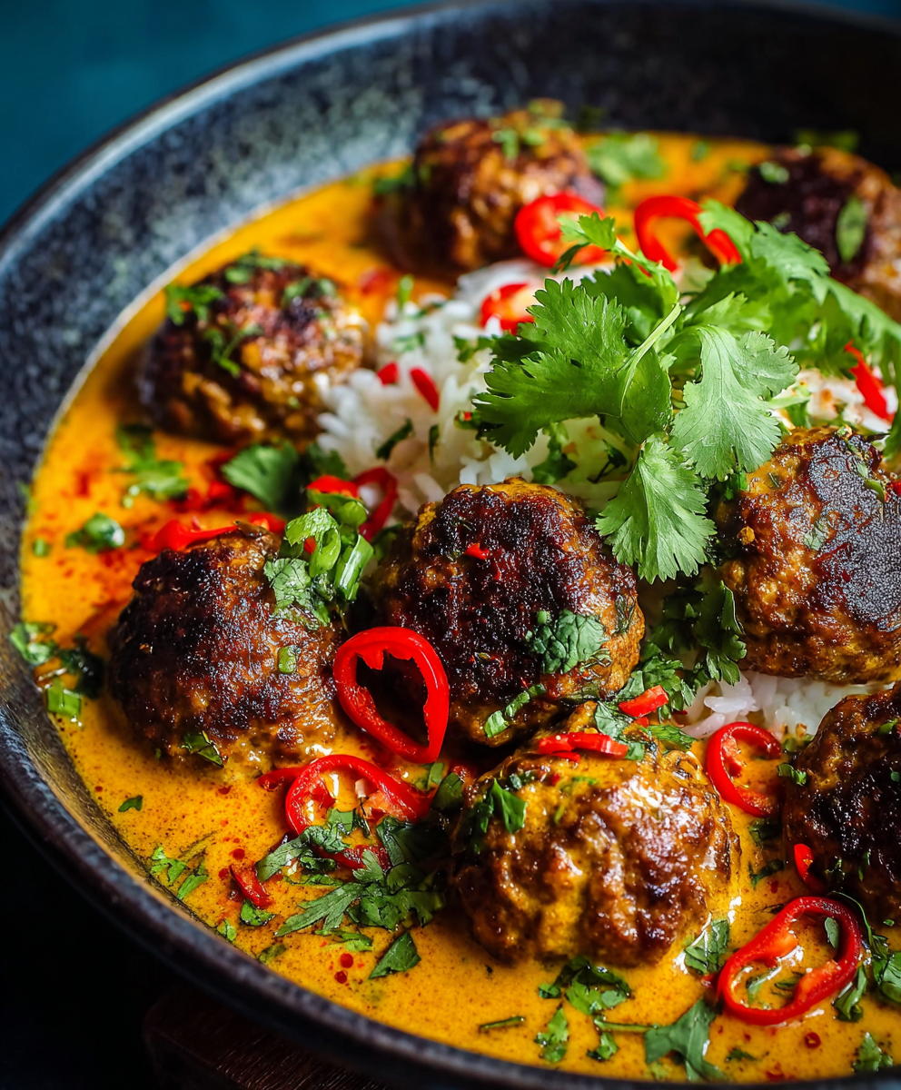Jerk Meatballs in Coconut Curry Sauce