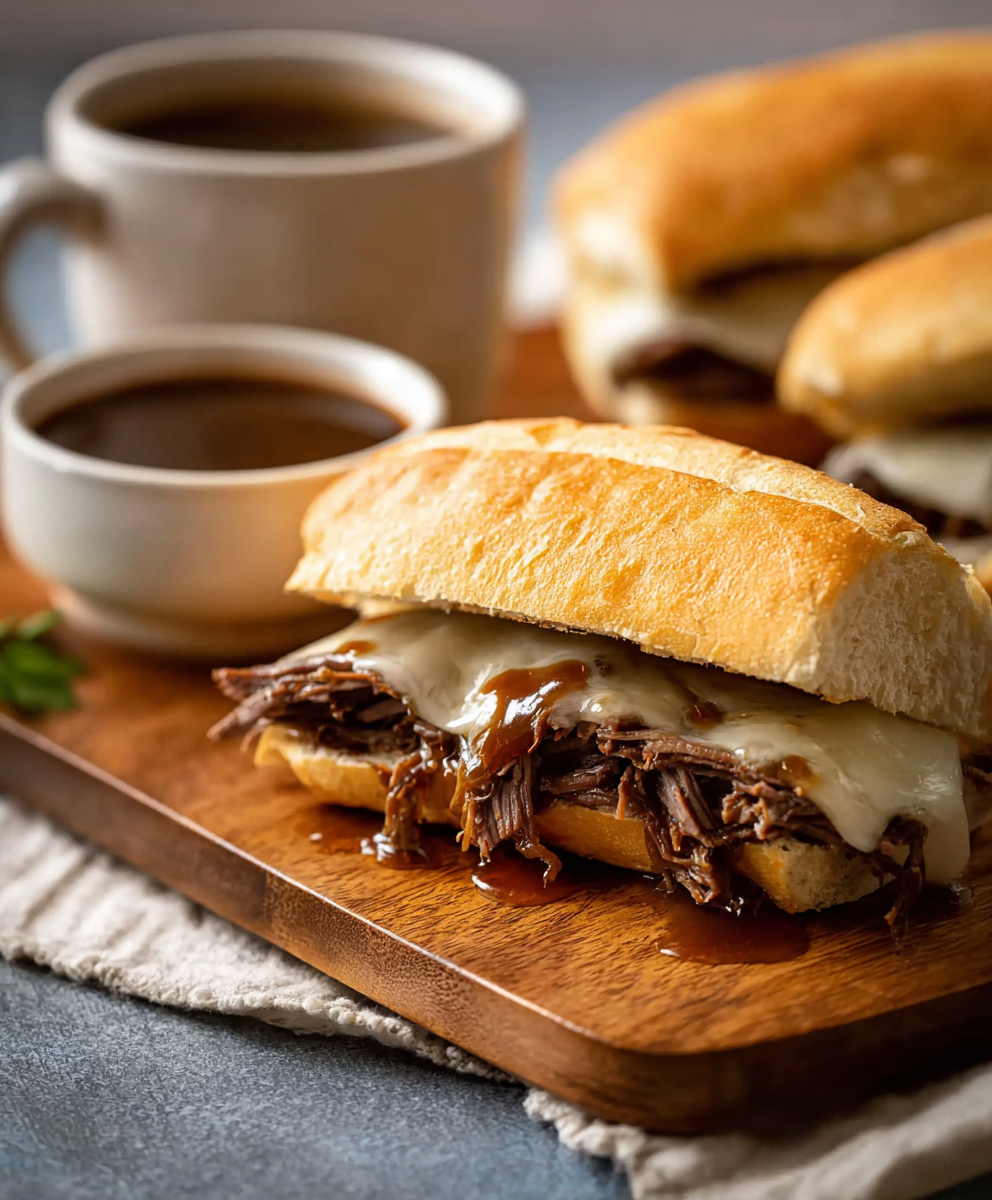Au jus in a small bowl for dipping
