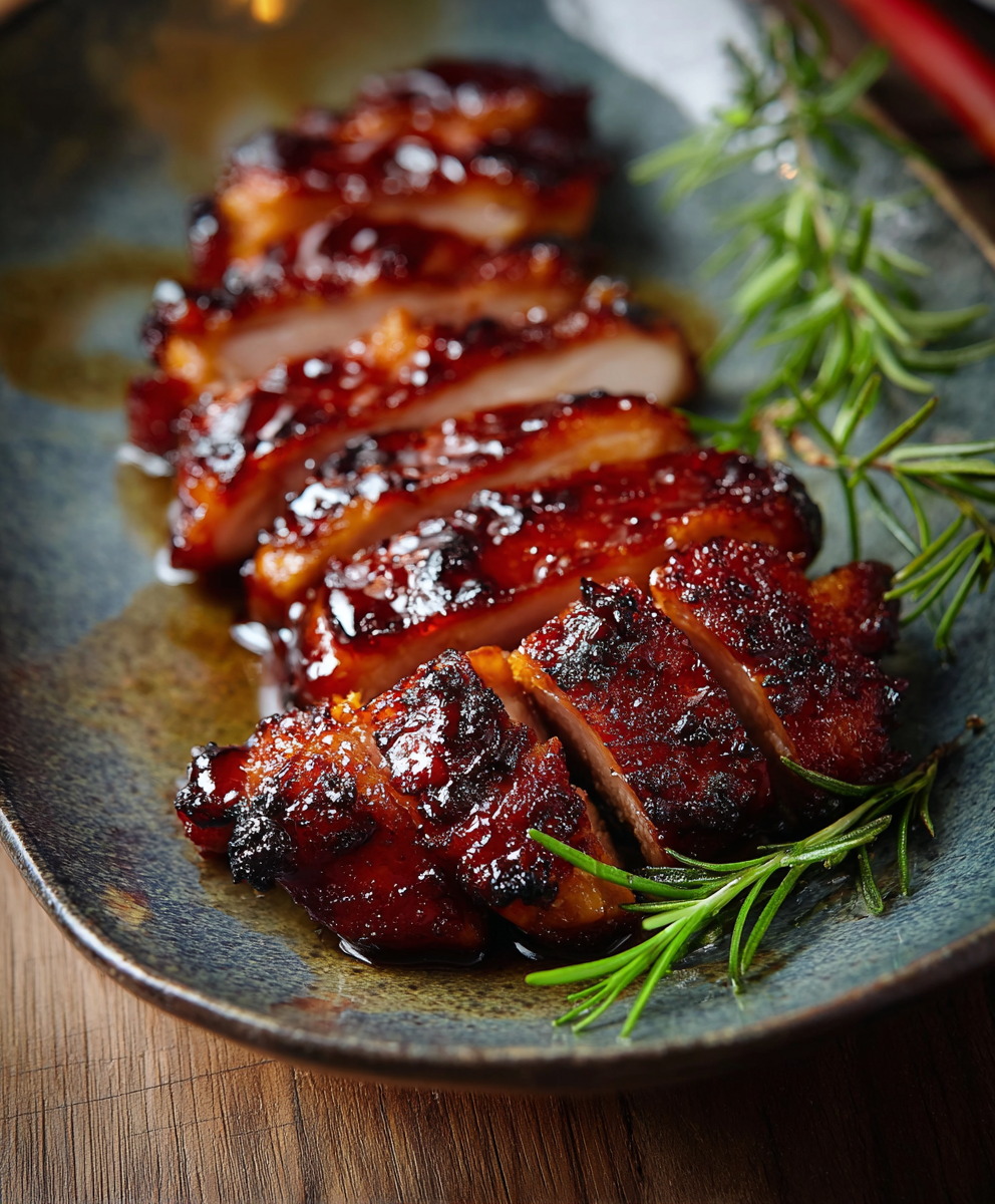 Char Siu chicken glazed and ready