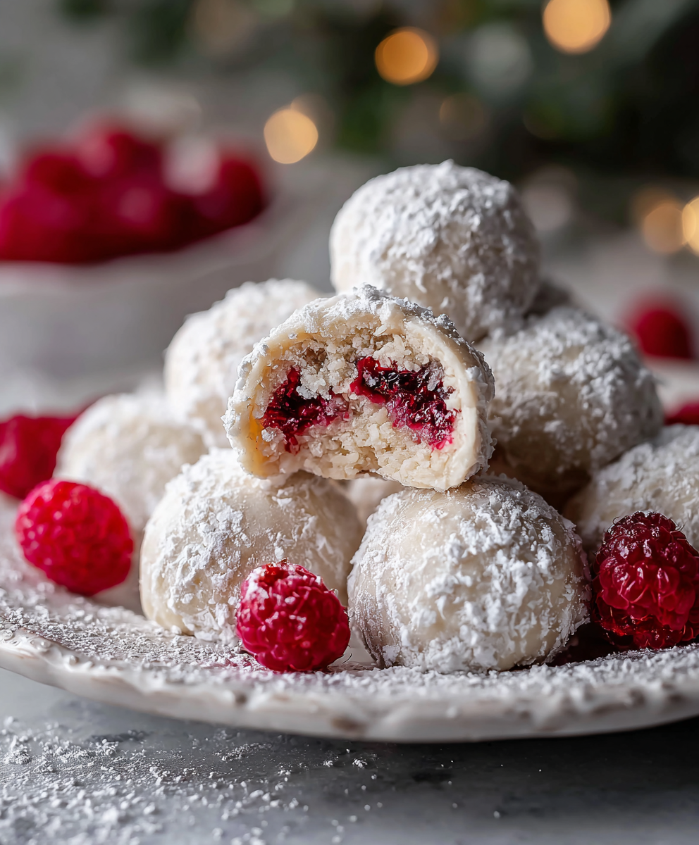 Raspberry Almond Snowball Cookies Delightful