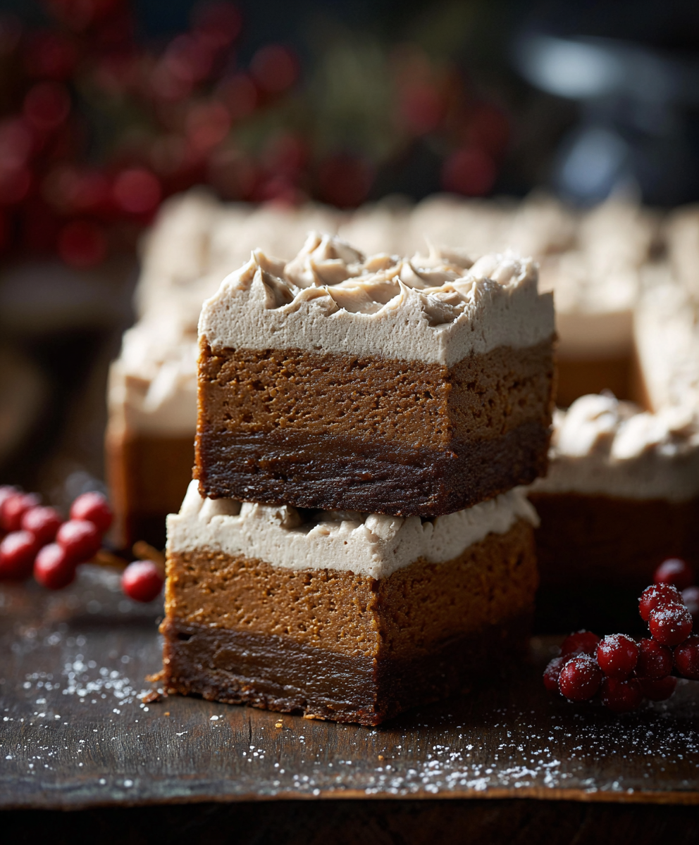 Frosted Gingerbread Brownies