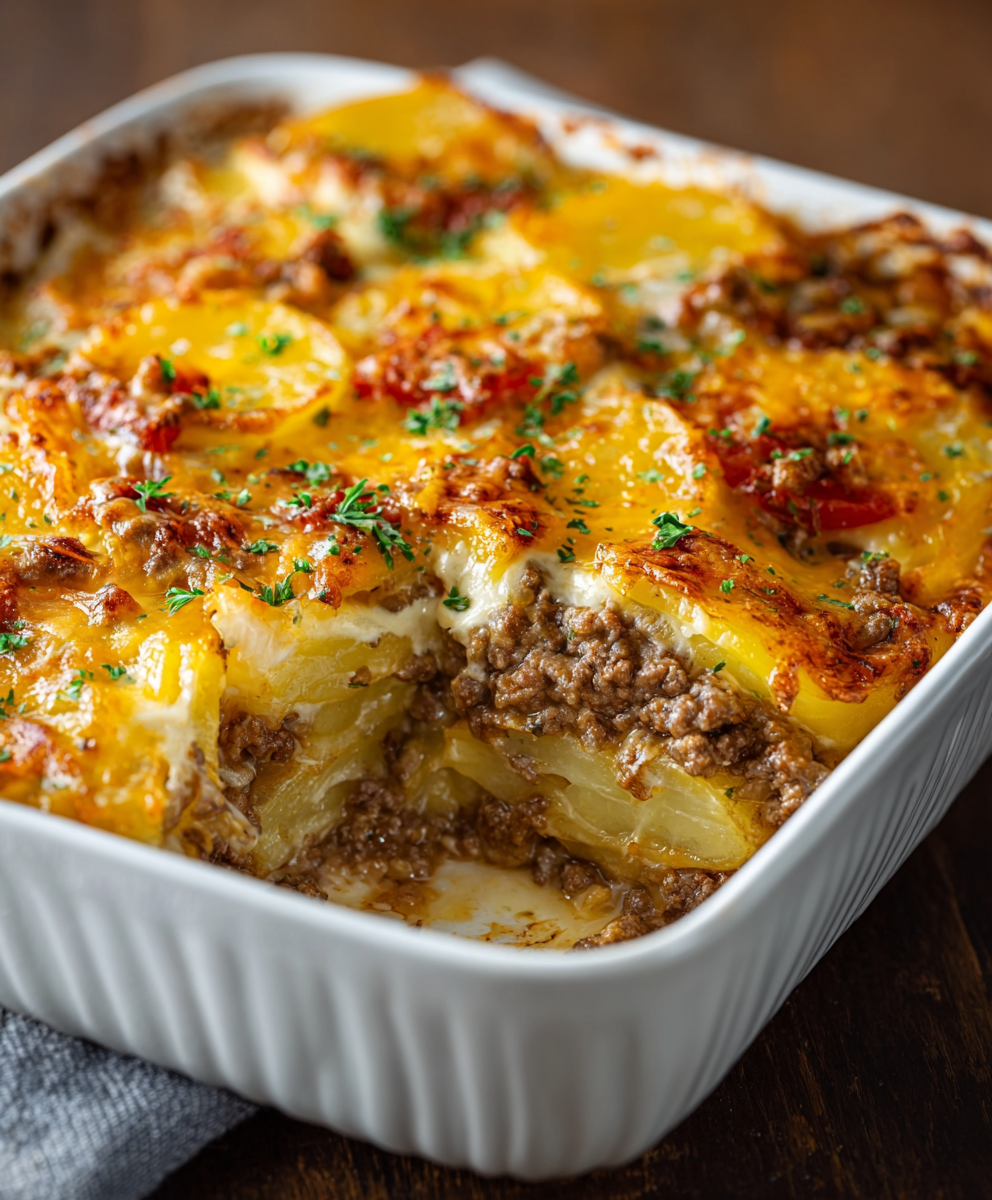 Cheesy Hamburger Potato Casserole