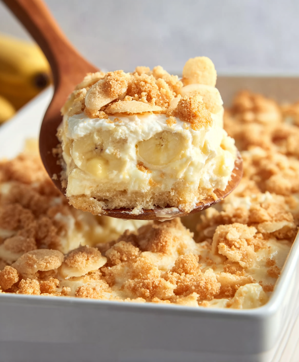 Banana pudding brownies in a pan