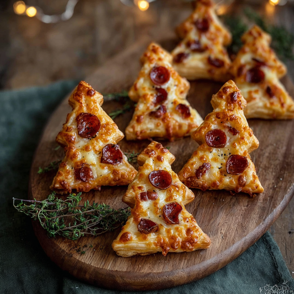 Puff Pastry Christmas Tree Pizza Bites