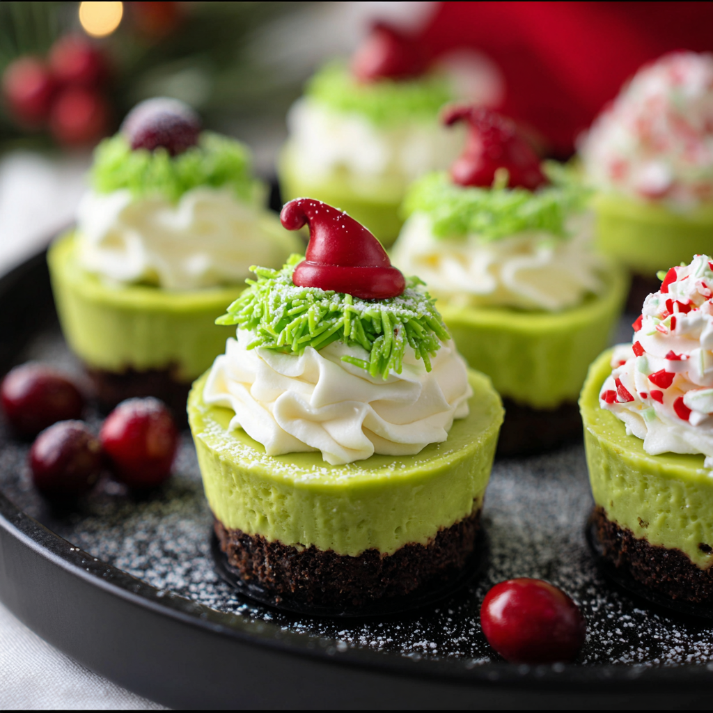 Grinch Mini Cheesecakes