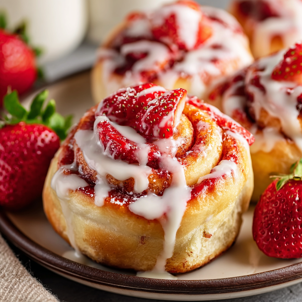 Close-up of cinnamon swirl and strawberry cheesecake filling