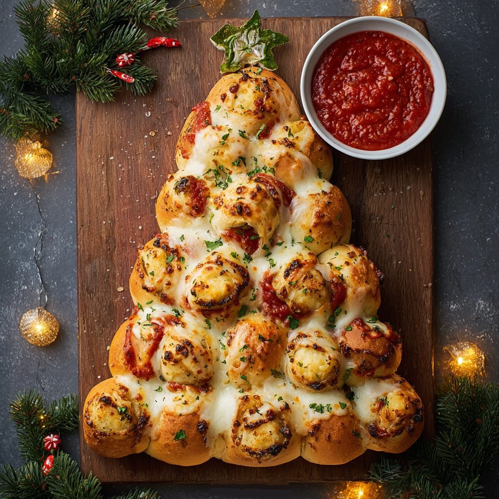 Close-up of twisted branches with melted mozzarella oozing