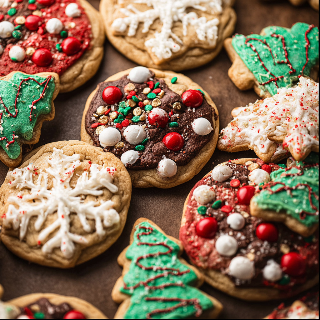 Freshly baked Santa's Favorite Christmas Cookies on parchment