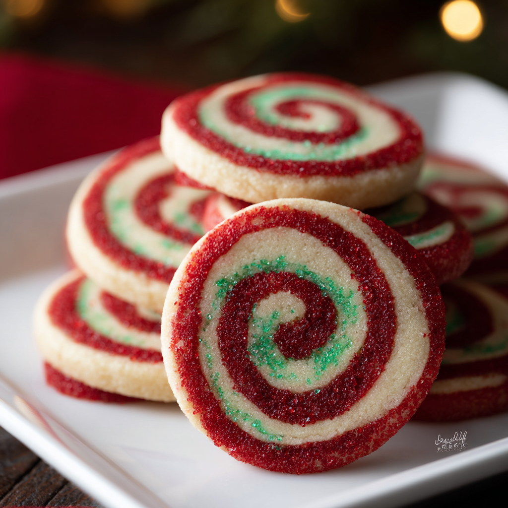 Stack of colorful pinwheel cookie dough sheets