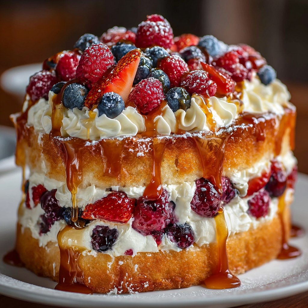 Sliced Heaven on Earth Cake on plate