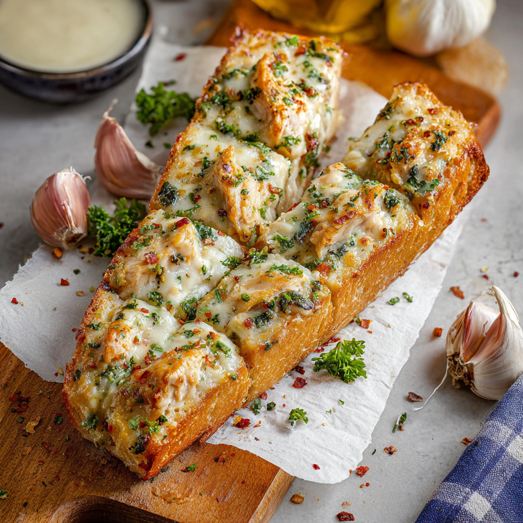 Chicken Garlic Bread Alfredo