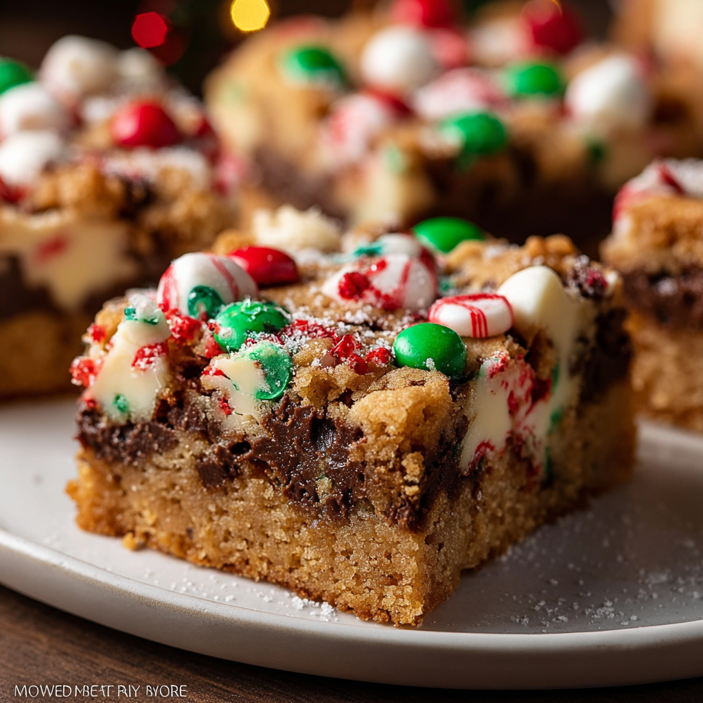 Cookie bars baking in pan