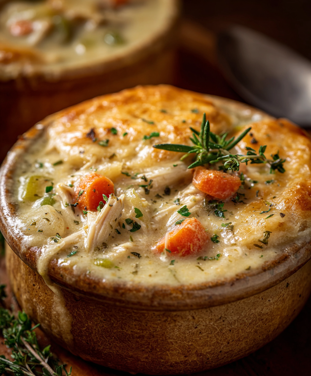 High Protein Chicken Pot Pie Soup