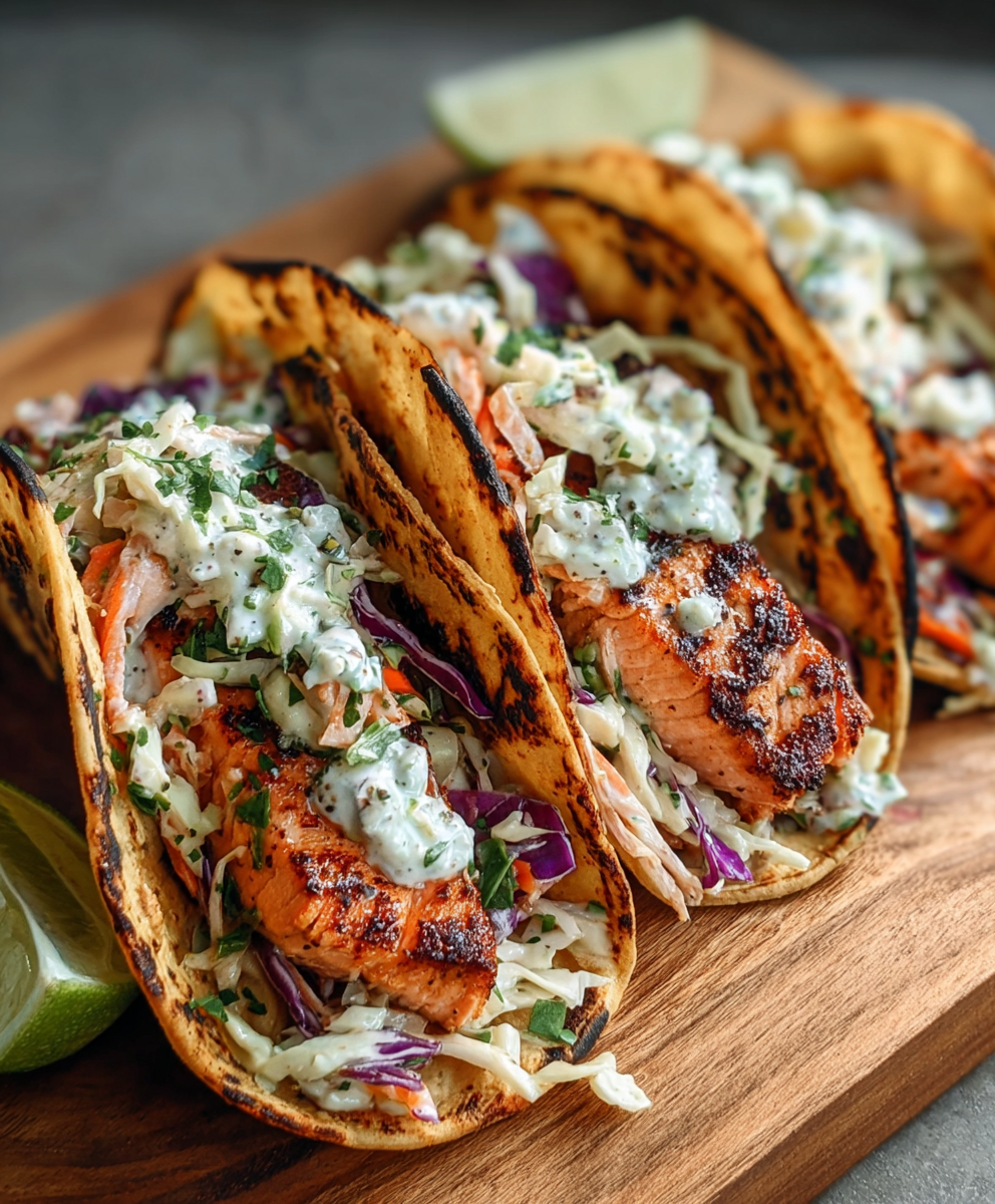 Tacos assembled on a plate with lime wedges