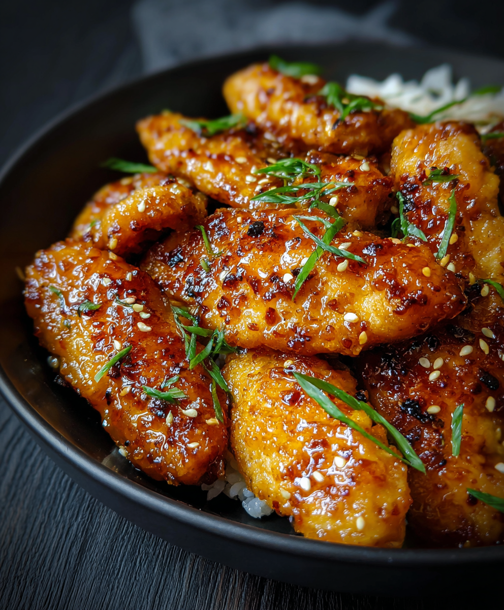 Sauce being poured over chicken