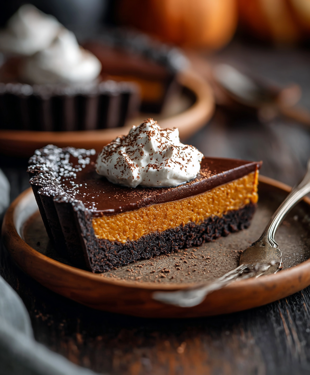 Simple Dark Chocolate Pumpkin Tart