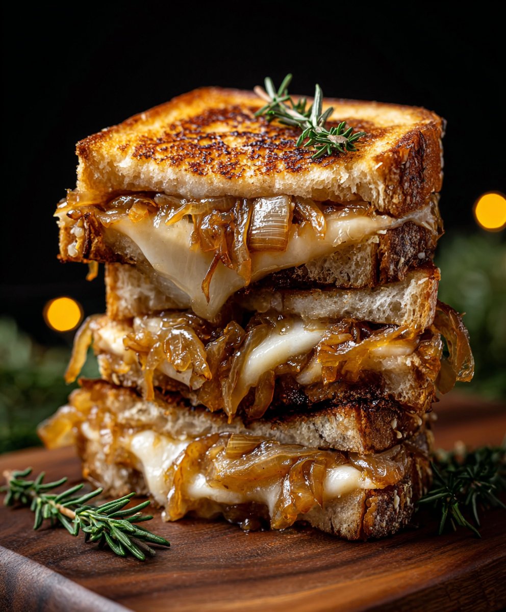 Close up of caramelized onions and sliced fruit