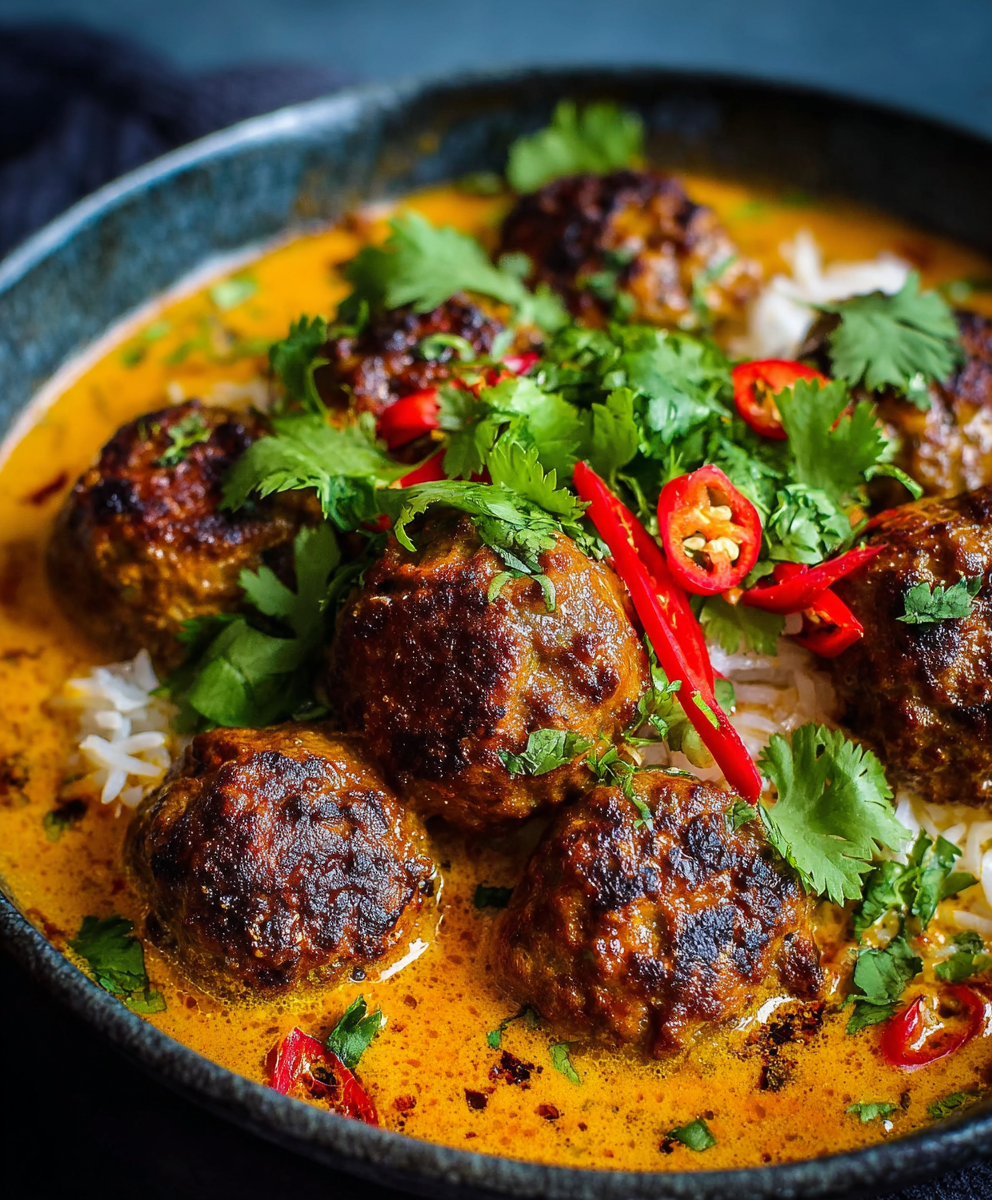 Jerk Meatballs in Coconut Curry Sauce