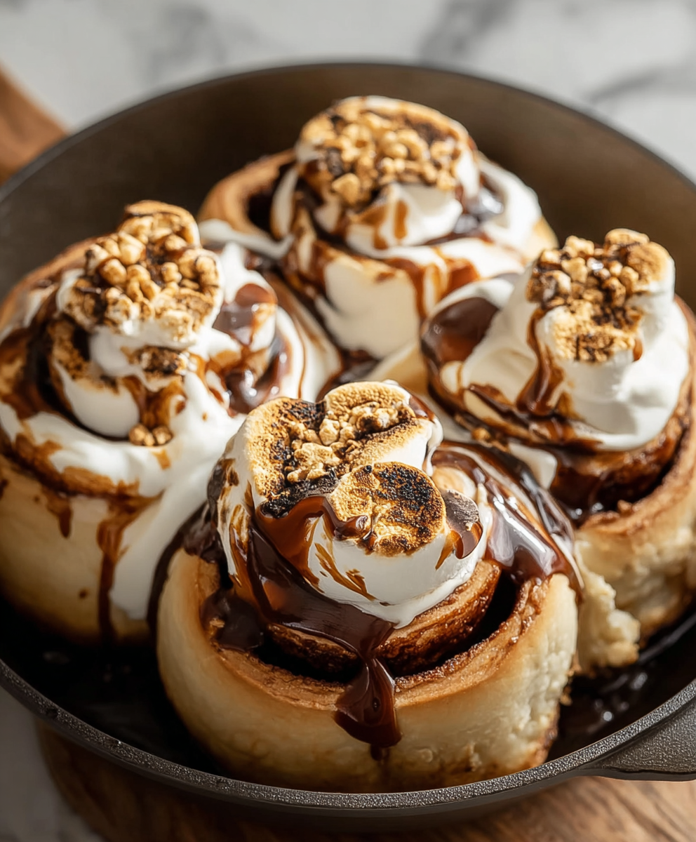 Preparing s'mores filling and rolling dough