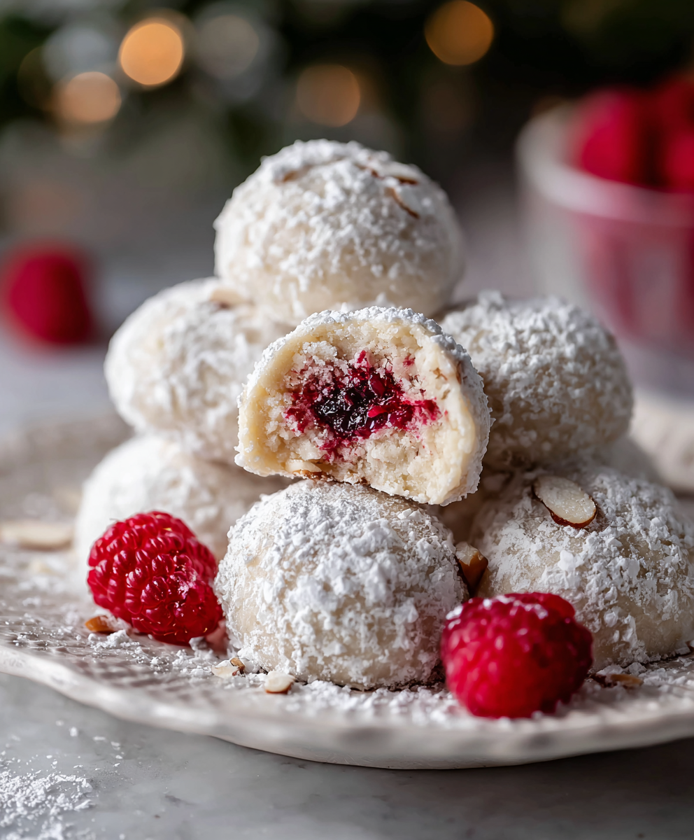 Raspberry Almond Snowball Cookies Delightful