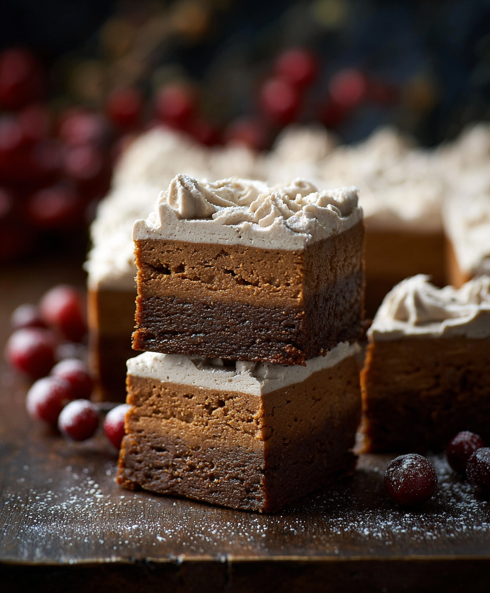 Frosted Gingerbread Brownies