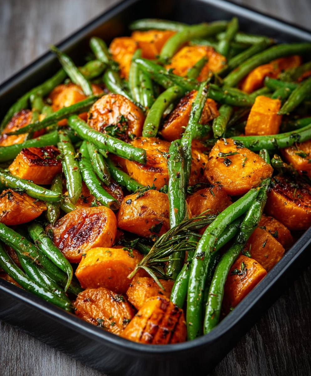Sweet Potato & Green Bean Tray Bake