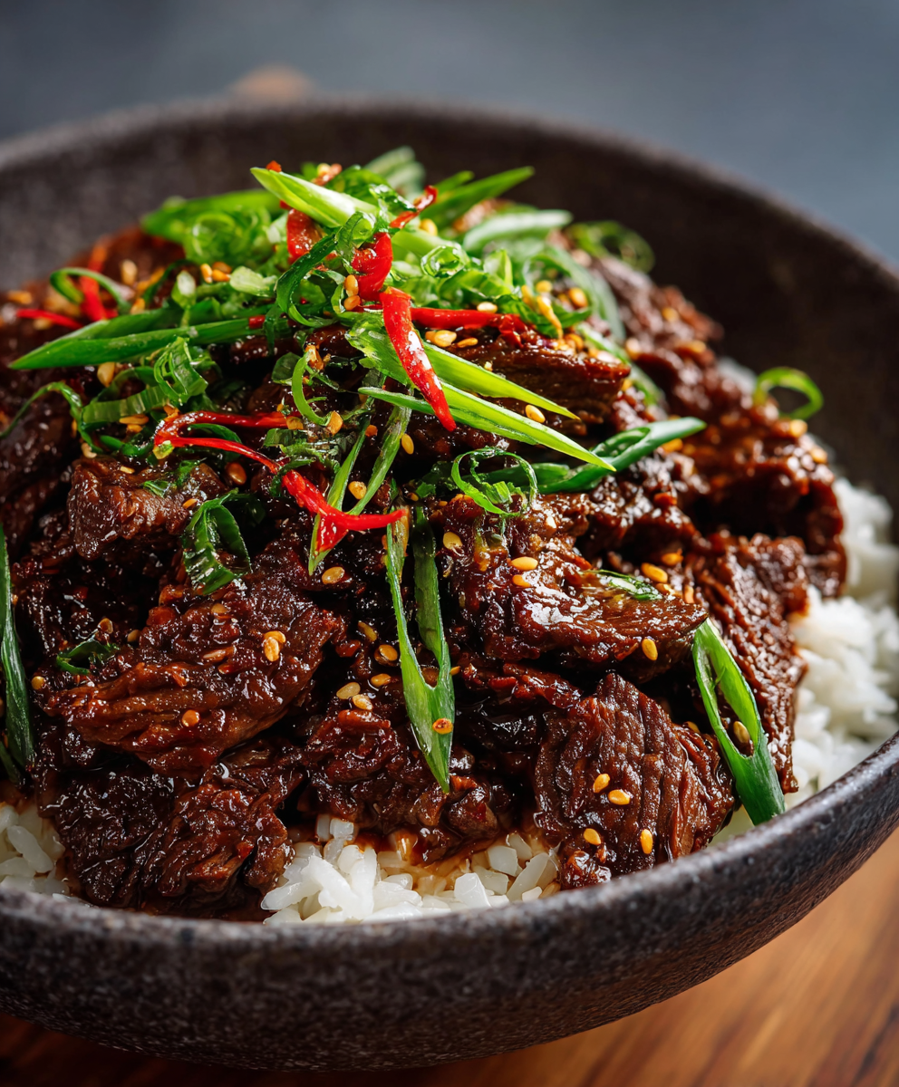 Bowl of Korean beef ingredients