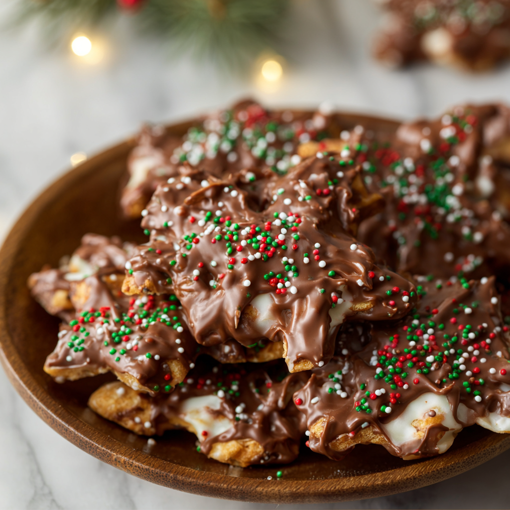 Close up of peanut and chocolate clusters